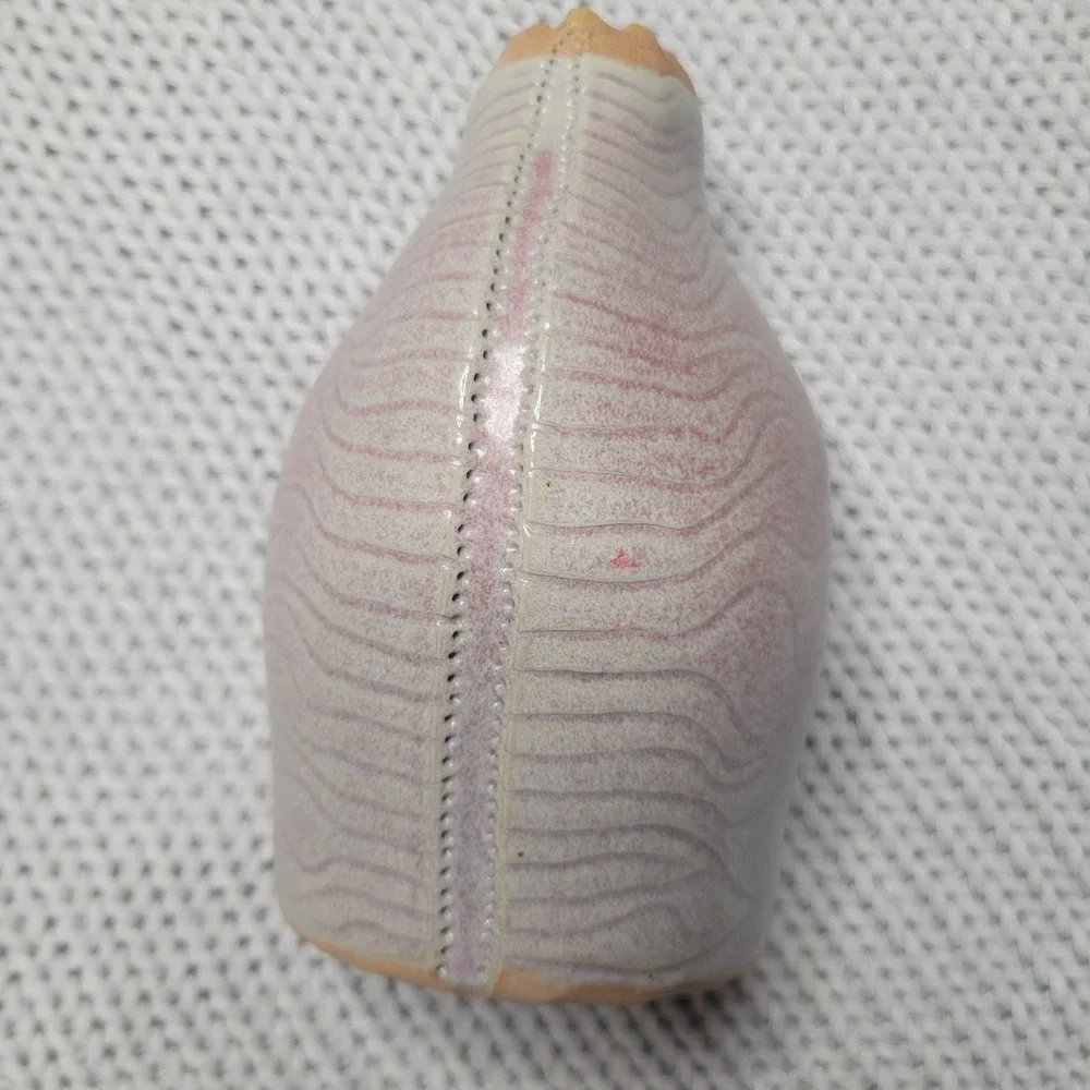 CPG Studio Pottery Vase Handcrafted Pink Lavender Glaze Wavy Rim Organic Shape